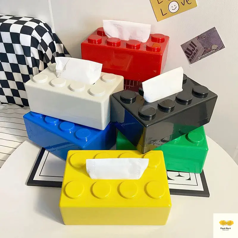 ⚡Creative Tissue Holder Building Blocks with Spring Tissue Box Wall-mounted Perforation-free Paper Holder Paper Storage Box Paper Organizer Kotak Tisu Paper Extraction Box Napkin Box