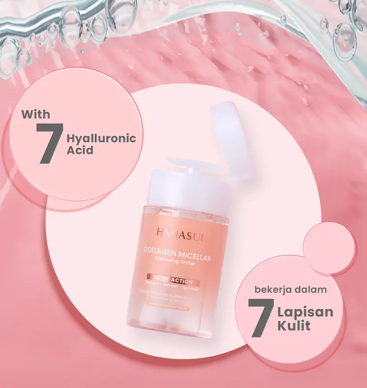 Hanasui Collagen Micellar Cleansing Water - Pembersih Wajah Make Up Remover Cleansing Water dan Melembapkan Wajah 4