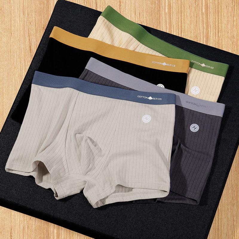 Men Thin Boxers Seamless Soft Contrast Color Mid Waist Cotto - TikTok ...
