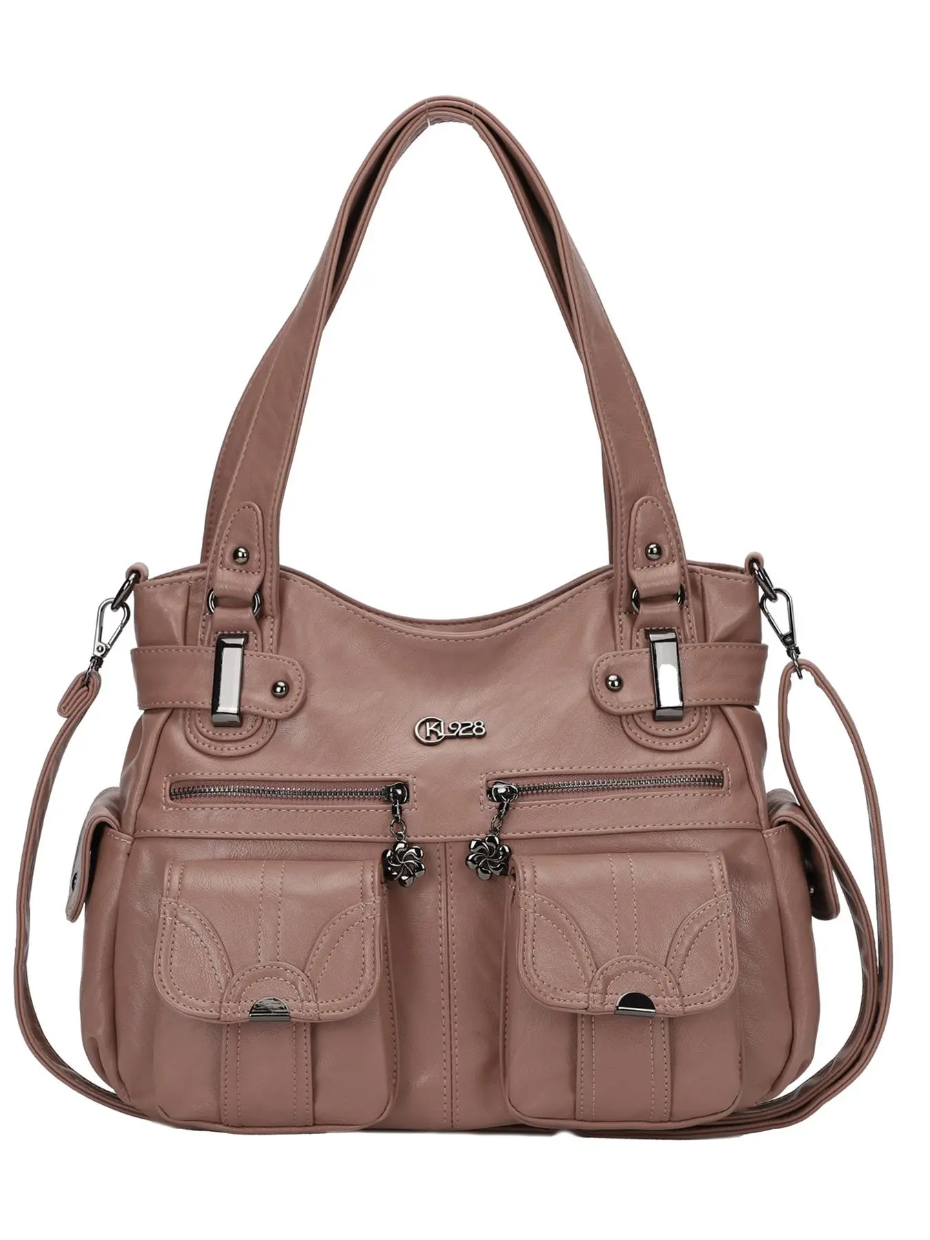 Women's Solid Color Multi-pocket Tote Bag, Fashionable PU Leather Shoulder Bag for Daily Used, Casual Trendy Versatile High-quality Daily Commuting Bag