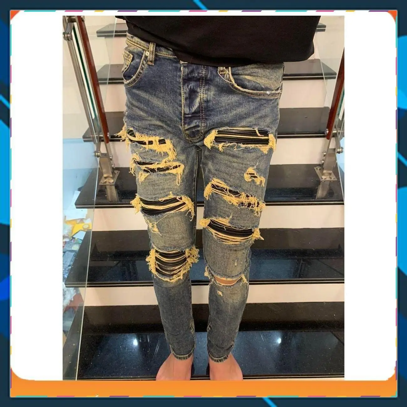 7187 quần jean nam trẻ trung năng động Menswear Pants Có Túi