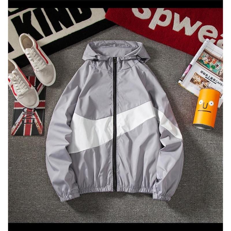 Men's jacket men's sunscreen coat men's jacket Korean-style long-sleeved windbreaker side stripe hooded jacket 3
