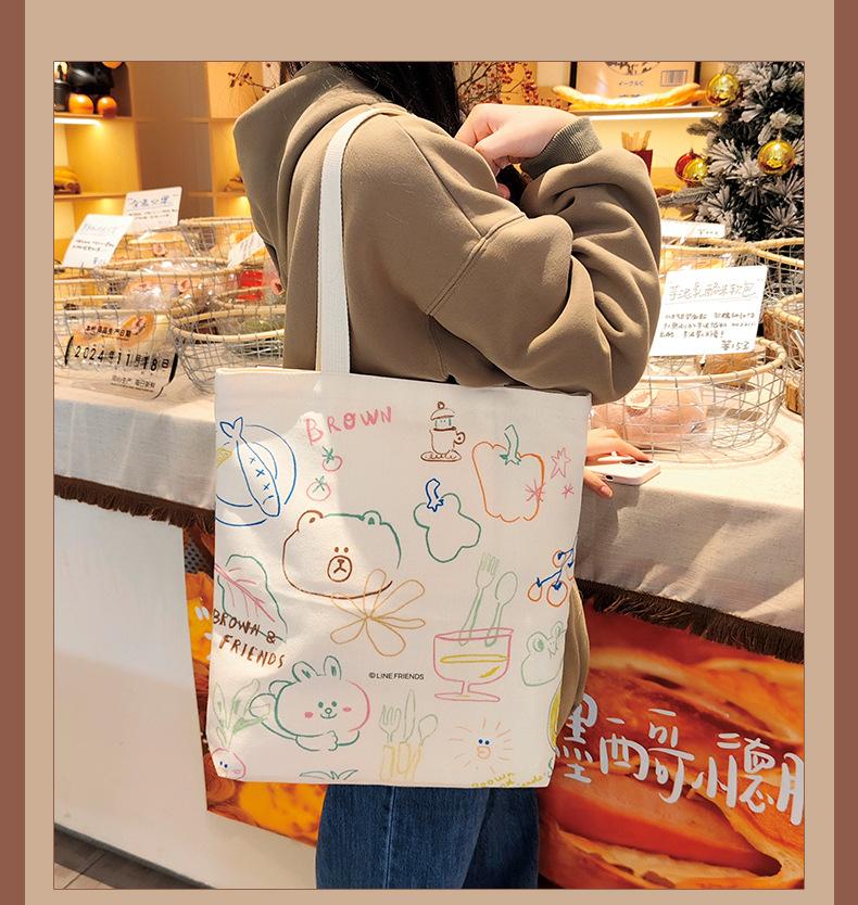 Product Introduction of Official Brown Bear Canvas Bag 2025 New Student Artistic Shoulder Bag| Men's Study Tote 20
