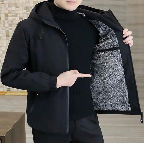Áo Khoác Nam Vải Poly Lót Lông Túi Có Khoá Kéo Ấm Dày Áp Mùa Đông Jacket Menswear
