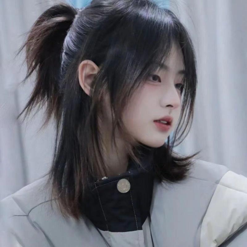 Product Introduction of Wolf Tail Wig Men's Long Hair Samurai Mullet Head Octagonal Bang Short Hair Full Head 10