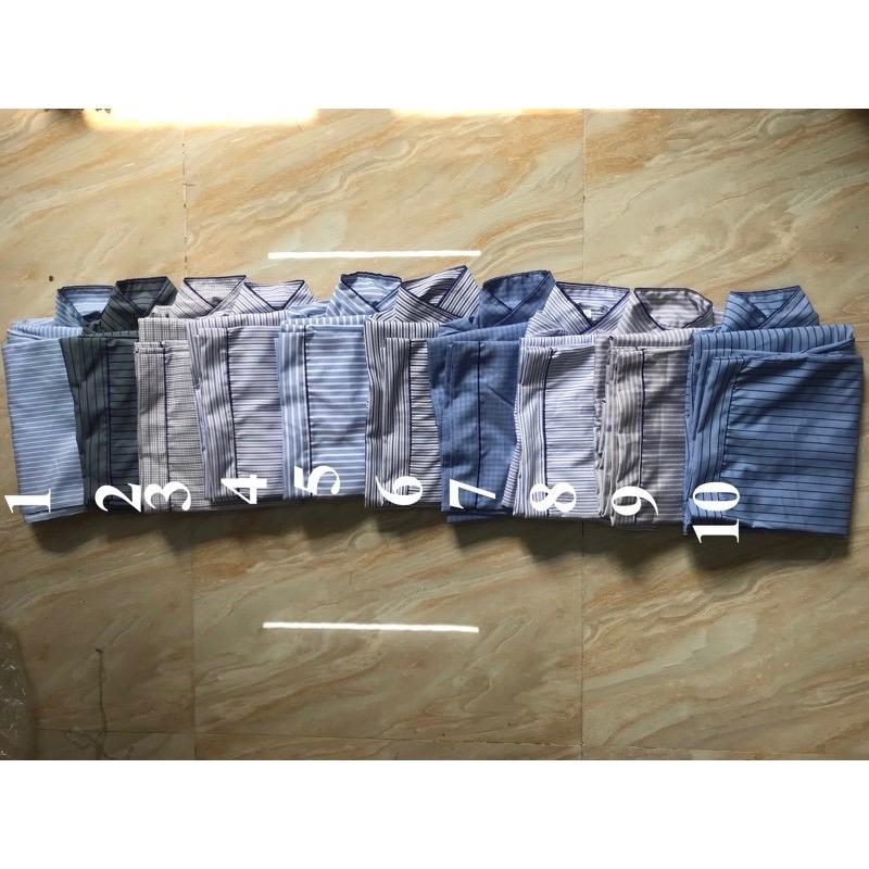Đồ bộ pijama nam trung niên cao cấp mặc nhà chất vải kate thoáng mát ông già kẻ sọc cộc tay 1