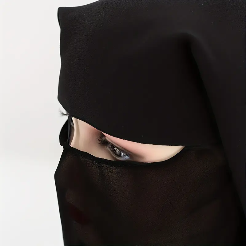 Black Chiffon Saudi Niqab Thin Breathable Face Veil Middle East Ladies Simple Sunscreen Face Cover 6