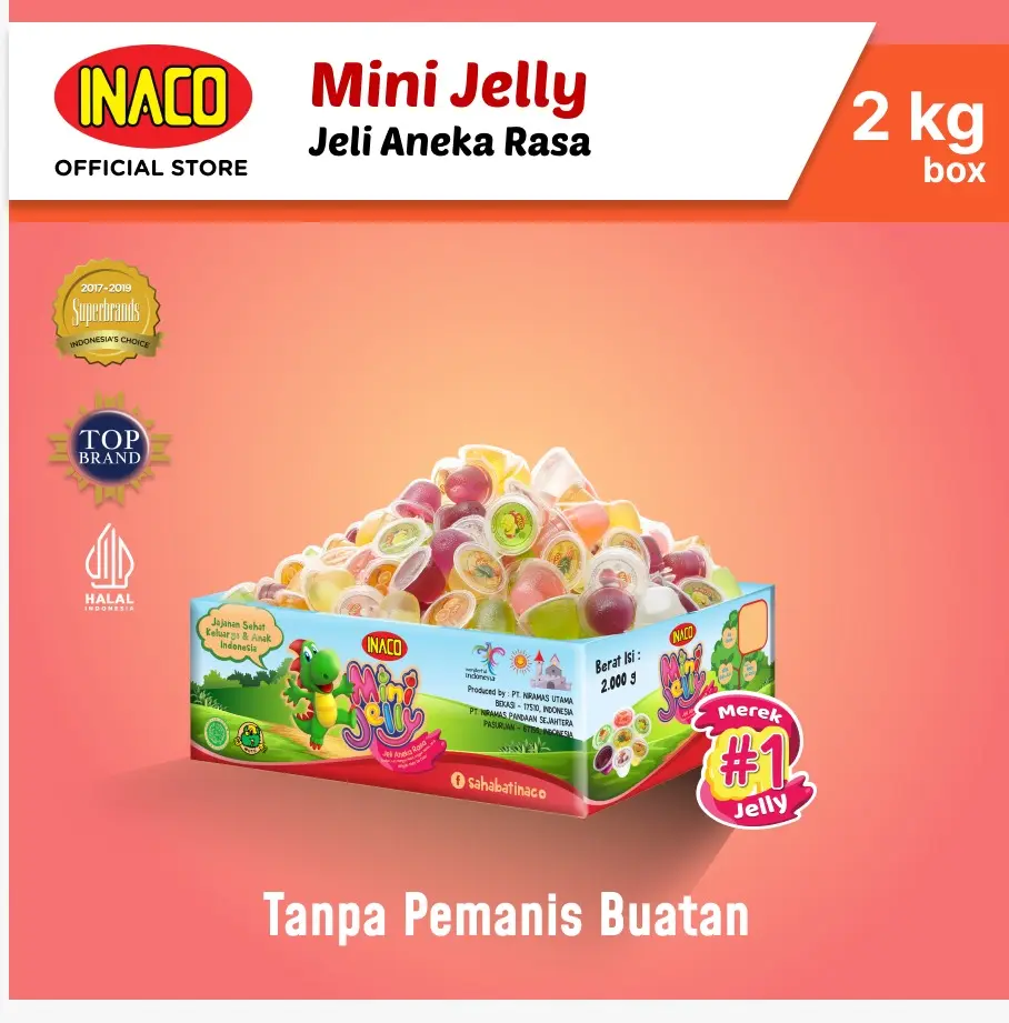 INACO Mini Jelly 2kg Instan - Jeli Rasa Buah Asli