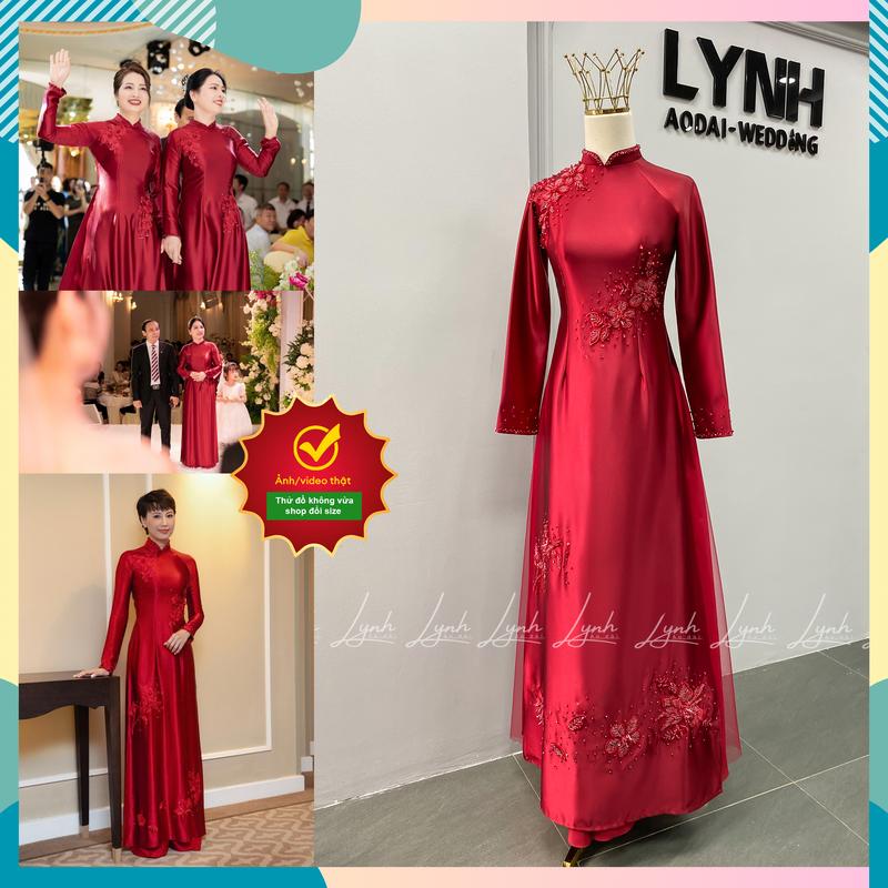 Áo Dài MẸ SUI -  cove MẸ DOÃN HẢI MY ĐỎ ĐÔ- Áo DàI Lynh Váy Nữ Women Dress