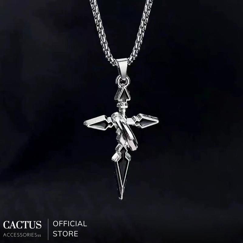 Dây chuyền phối nhẫn, phong cách retro cá tính cách điệu, thép titan không gỉ, Unisex nam nữ