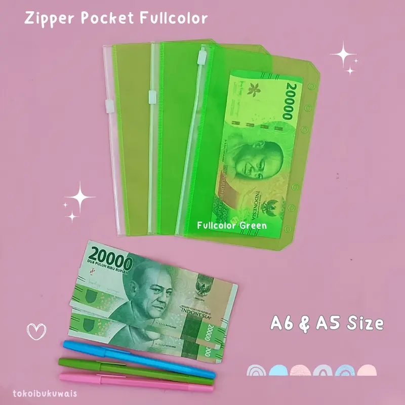 A6 A5 ZIPPER POCKET KANTONG PENYIMPANAN UANG SERBAGUNA - FULLCOLOR 3