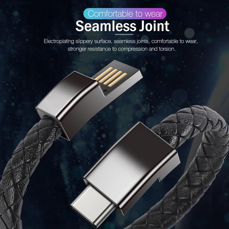 Product Introduction of USB Charging Bracelet Cable Fashion Double Braided Wrist Data Charger Cord For IPhone Type-c Micro Mobile Phone usb  charging 7