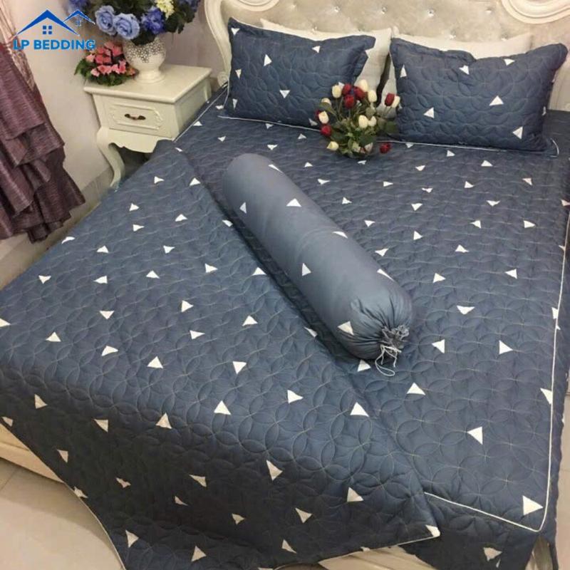 Bộ ga gối 3 món trần bông 3 lớp ga phủ cotton cho nệm đến 30cm đủ kích thước 1m6 1m8 2m2 được chọn mẫu