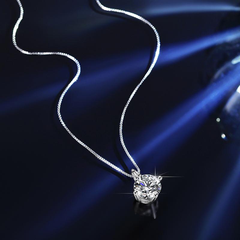 Vòng Cổ Dây Chuyền Thời Trang Nữ, Bạc Sterling S925, Thiết Kế Bốn Chân Đính Đá Đá Nhẫn, Phong Cách Hàn Quốc Cổ Điển, Thiết Kế Khảm Đơn Giản, Dây Chuyền Xương Đòn 2
