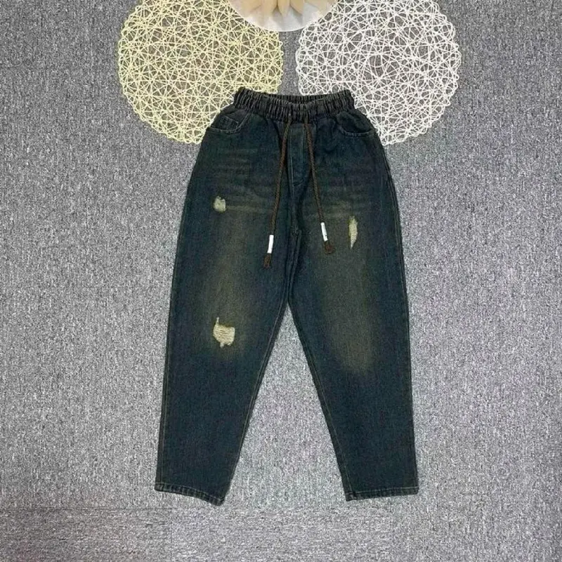 Quần bò Jeans dáng bagy,phom thụng cạm cao che khuyết điểm, chất bò thổ mềm thoải mái năng động women pants 1