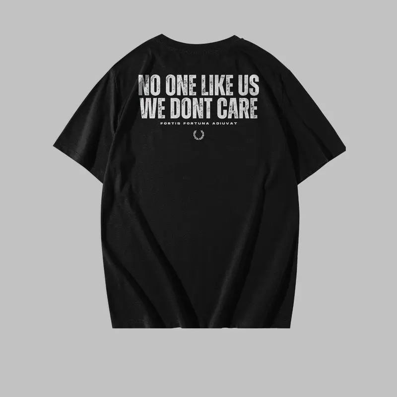 T-Shirt Kaos "NO ONE LIKE US" Available Colour Black size S - XXL Unisex Casual Hitam Kerah Lembut Nyaman Oblong Pendek Pria 0