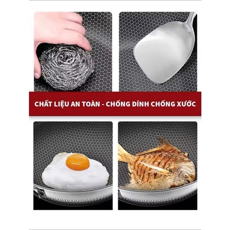 Chảo Vân Tổ Ông Size 28 Chất Liệu Inox 304 Dùng Cho Mọi Loại Bếp, Chống Xước Chống Gỉ c hảo chao chong 5