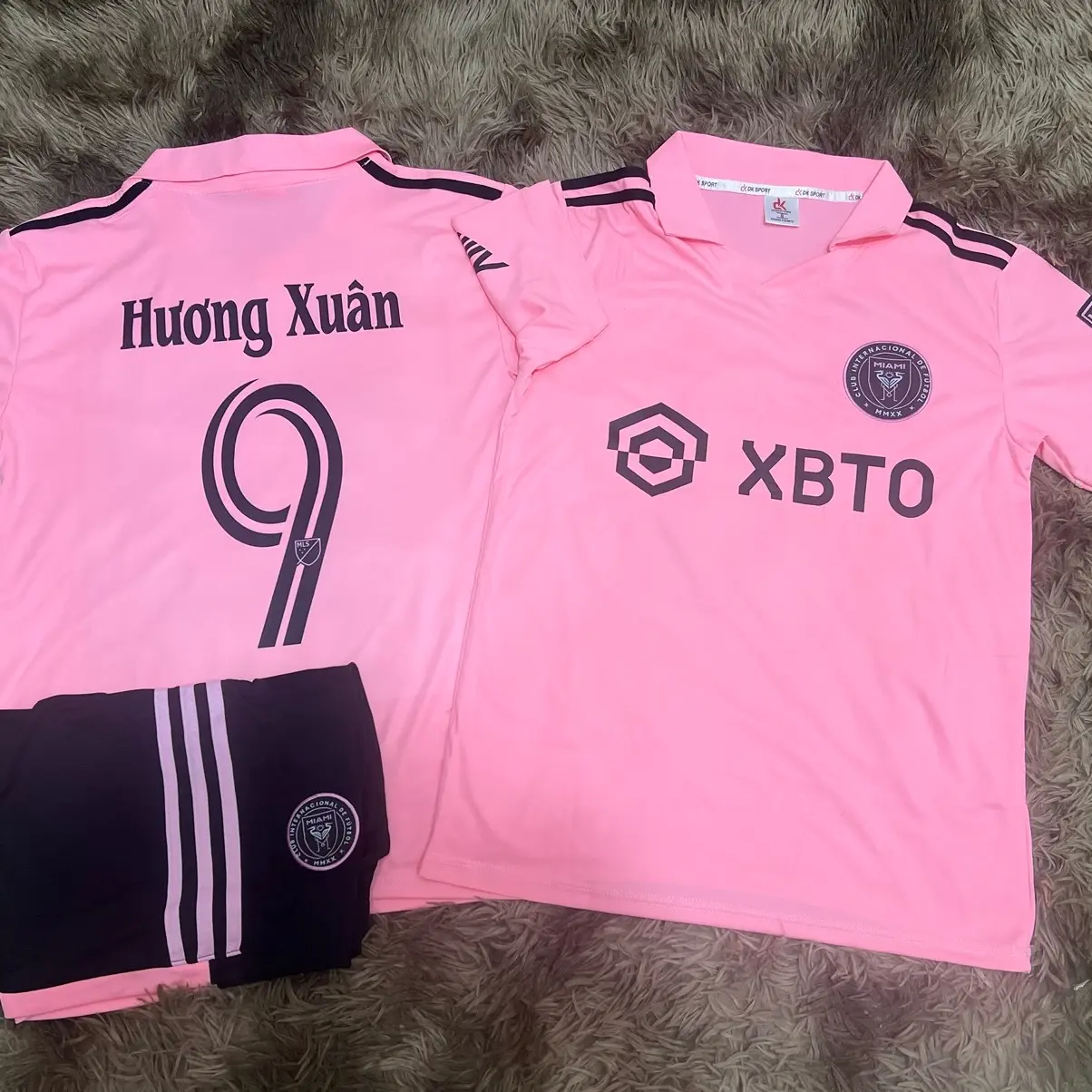 IN TÊN SỐ THEO CẦU BỘ bóng đá MIAMi 23-24 vải thun lạnh Thoáng khí logo thêu Loc Sport Top Trang Phục đồ thể dục Nam