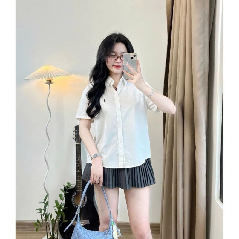 Sơ mi thêu nhân mã ngắn tay màu be, trắng, xanh 0