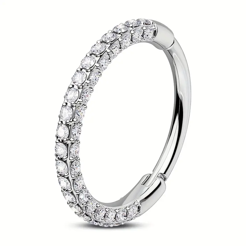 OUFER Women's 20G Triple-Sided CZ Hinged Segment Nose Hoop Ring - 316L Stainless Steel Elegant & Luxurious Body Jewelry for Cartilage, Helix, Daith, Lobe Piercings - Valentine's Day Gift, Daily Wear 5