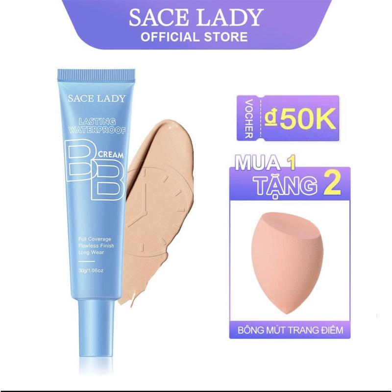 Kem nền BB SACE LADY chống thấm nước lâu trôi 30g tone sáng tặng mút trang điểm 0