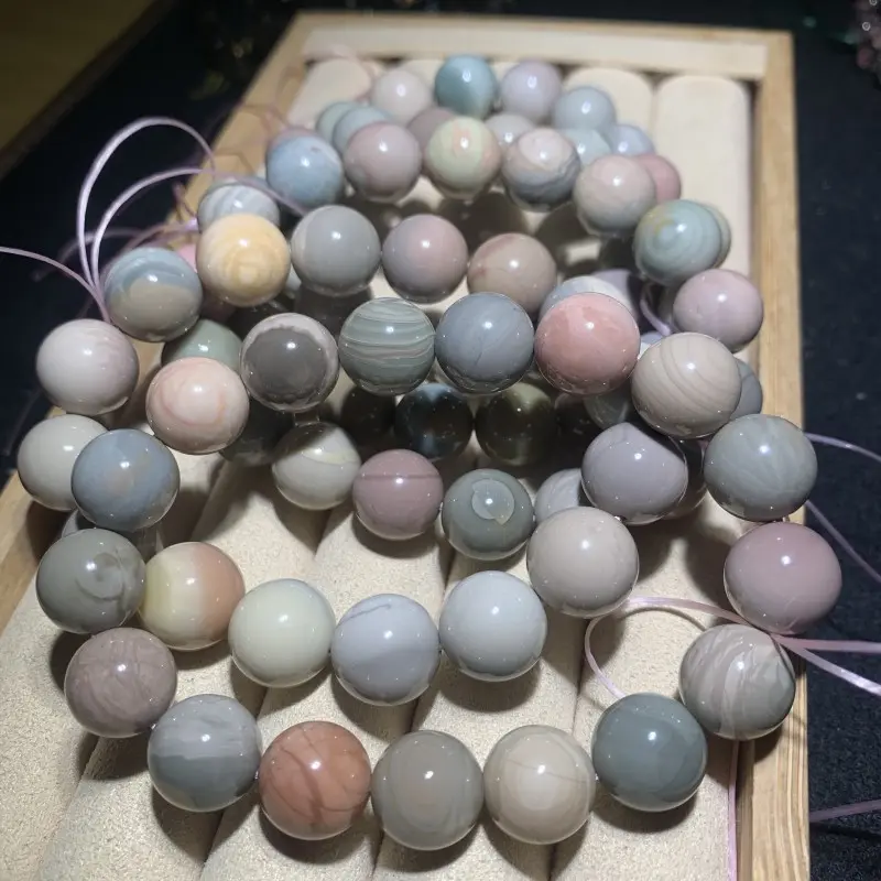 Natural Alashan Bracelet Milkshake Macaron Caramel Colorful Agate Cinnabar Jade