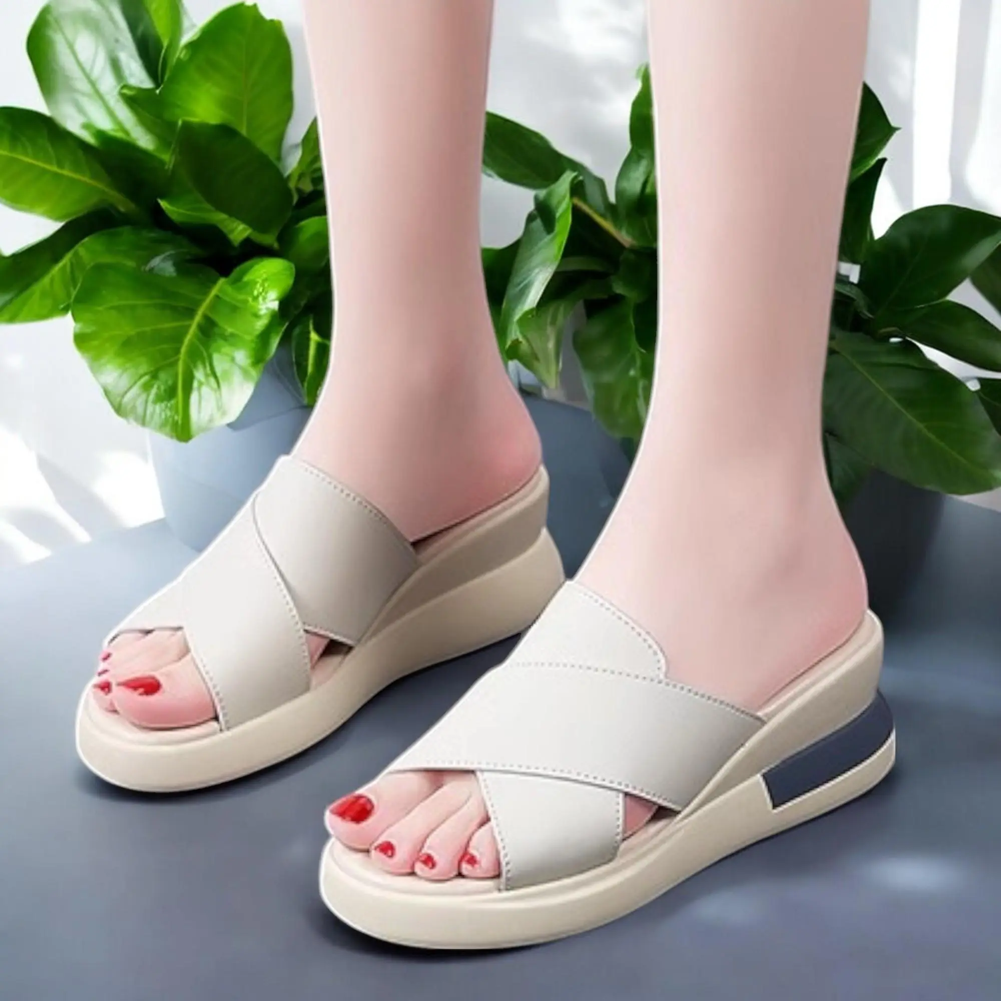 Sandal Wedges Wanita 2025 sendal cewek Hak Tinggi sendal harian sendal santai ibu ibu