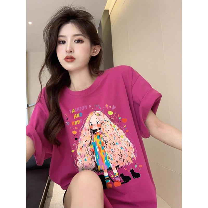 ANDREA  mùa hè 2024 phong cách mới thời trang đa năng mặc bên trong đen trắng phong cách phương Tây phong cách Hàn Quốc dáng rộng hợp thời trang nam nữ áo thun ngắn tay in hình sinh viên cao cấp