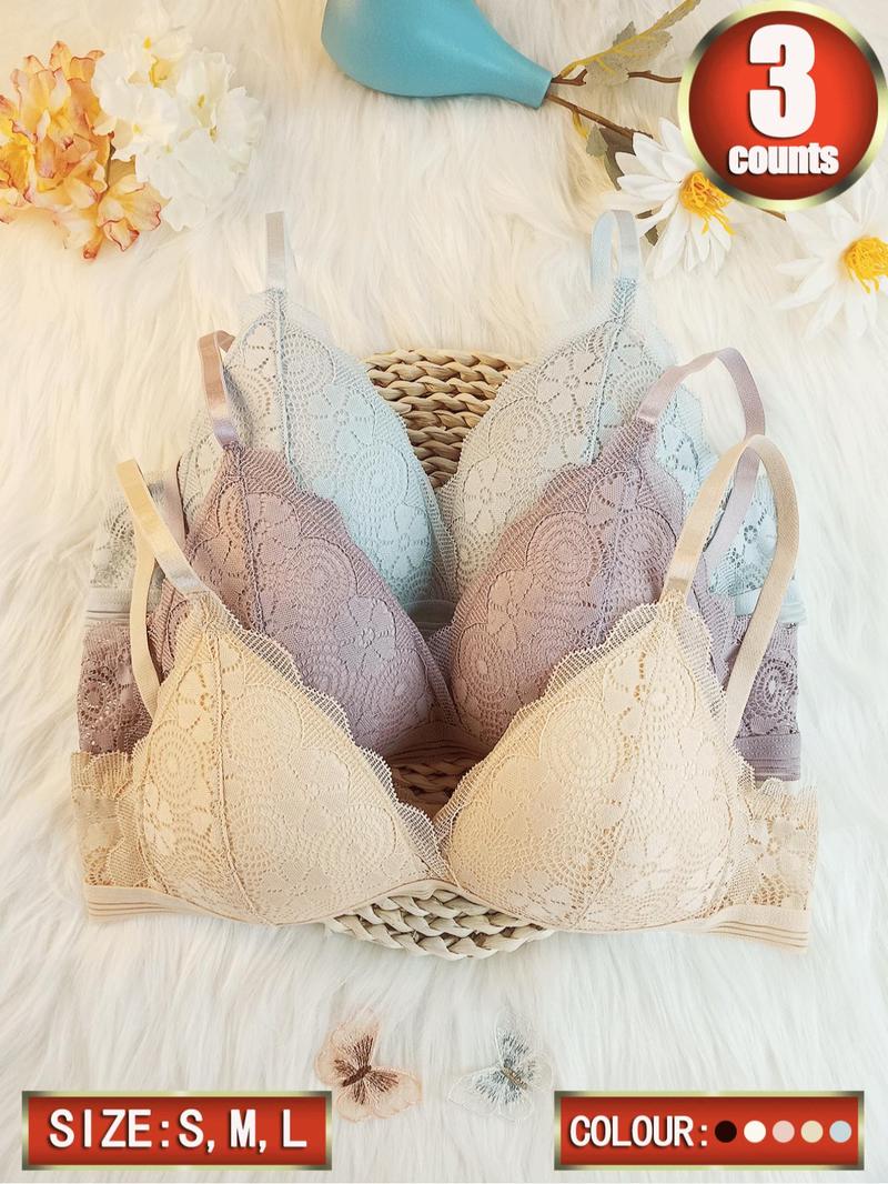 Product Introduction of Women's Contrast Lace Wireless Lingerie, Soft Comfortable Elegant Adjustable Strap Push Up Bra, Adjustable Strap Lingerie for All Seasons 1