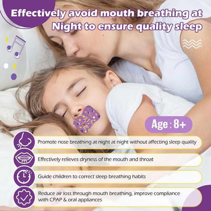 Sleep Breathing Closed Mouth Patch, 2 Boxes Mouth Strips for Prevents Snoring, Drooling, and Sleep Talking, Suitable for Adults and Children 2