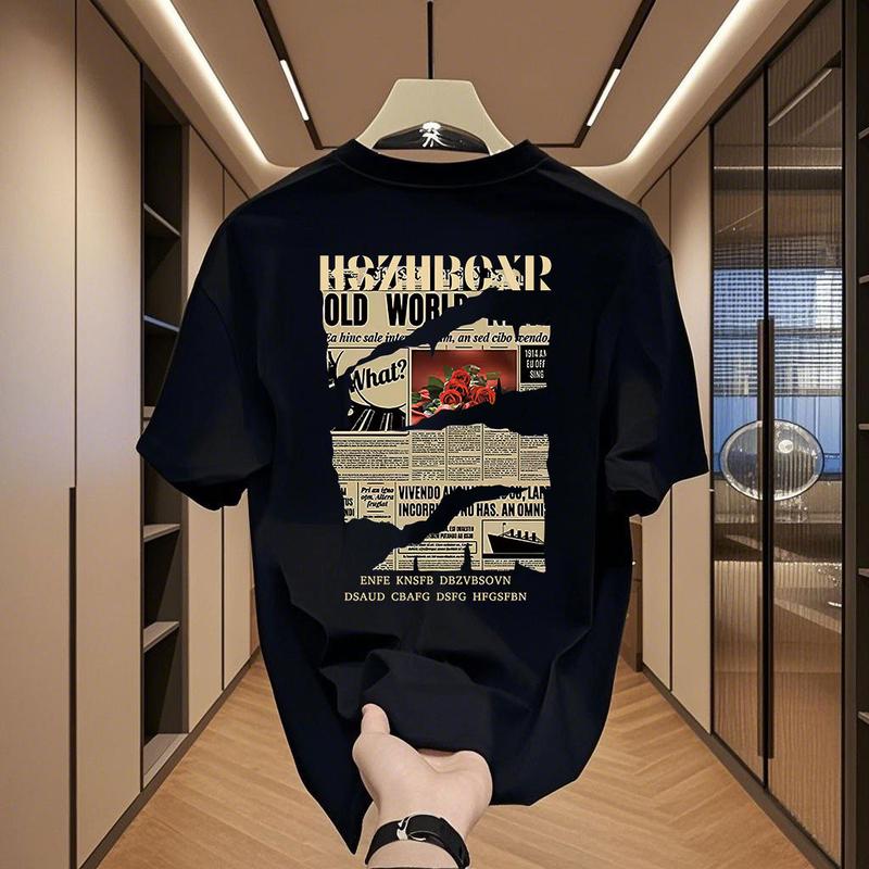 100% cotton  Mùa hè  Cổ tròn Mẫu mới casual Dễ phối đồ áo phông nam đơn giản Cao cấp dày dặn Phong cách basic thấm hút mồ hôi Co dãn tốt