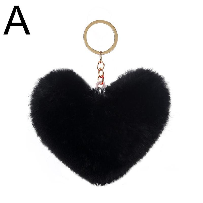 Product Introduction of 【COD】 Love Heart Fur Ball Keychain Peach Heart Plush Car Ornaments Couple Heart Shaped Pendant 14