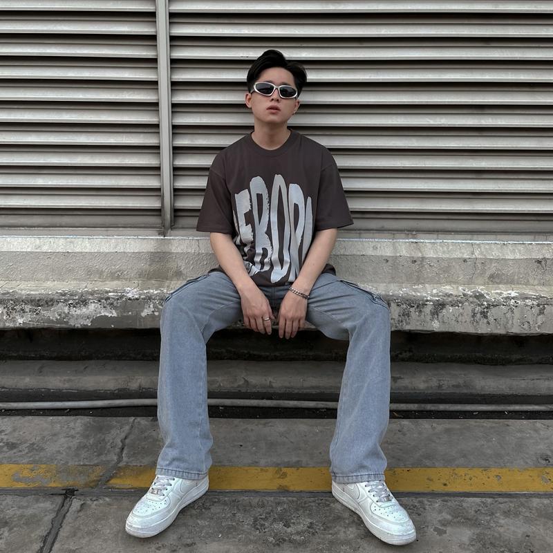 ÁO THUN IN CHỮ “REBORN” COTTON Cổ tròn Top Đen reborn  áo aothun 7