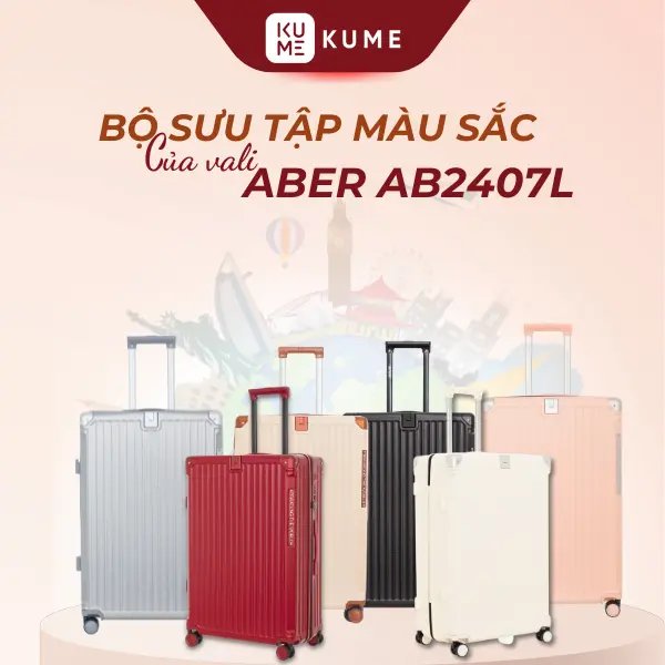 Vali Size 24 Cao Cấp | Aber Titan Frame 2407L | Vali Khoá Kéo Bo Góc Kim Loại, Khóa Số Âm Hiện Đại 6
