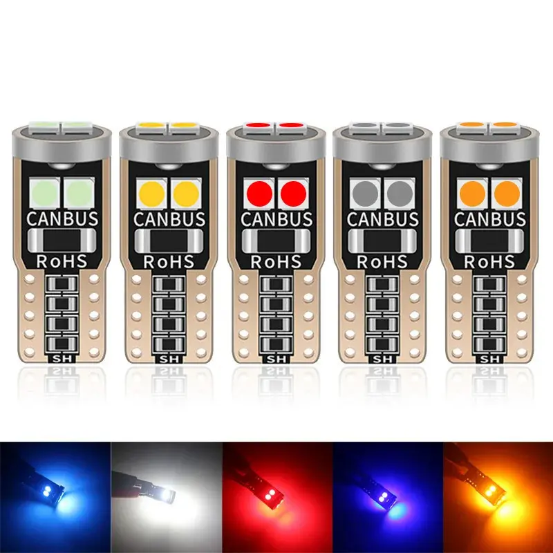 1PCS T10 LED W5W LED BA9S LED Canbus car interior light 194 501 6 SMD 3030 LED Instrument Lights bulb Wedge light no error 12V