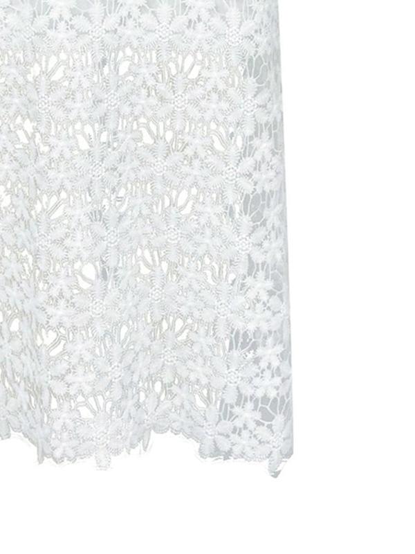 Women's Floral Lace Flounce Sleeve Dress, Elegant V Neck Long Sleeve A Line Dress for Party Holiday Wedding Guest, Ladies Clothes for All Seasons 5