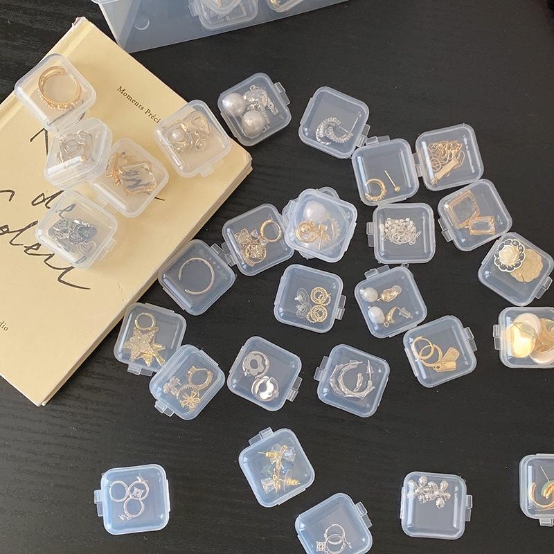 Hộp đựnġ trang sức mini, hộp nhựa trong suốt có nắp đựnġ đồ nữ trang, hộp đựnġ thuốc nhỏ gọn đồ 1k free ship