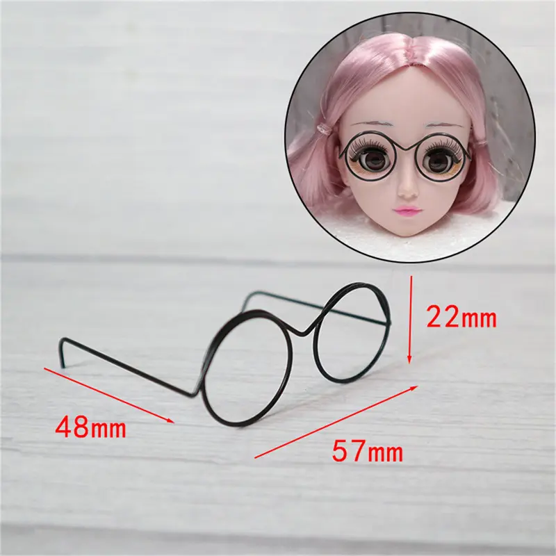 [HHH]1PCS Fashion Round Frame Lensless Round Frame Lensless Retro Cool Doll Glasses