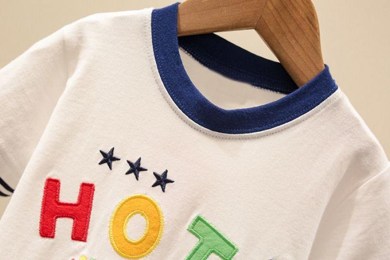 Product Introduction of Áo Thun Tay Ngắn Cho Trẻ Em, 100% Cotton, Mới, Hoạt Hình, Đẹp Trai, Trẻ Mới Biết Đi, Bé Trai, Thêu Máy, Màu Tương Phản, Thời Trang, Mùa Hè 3