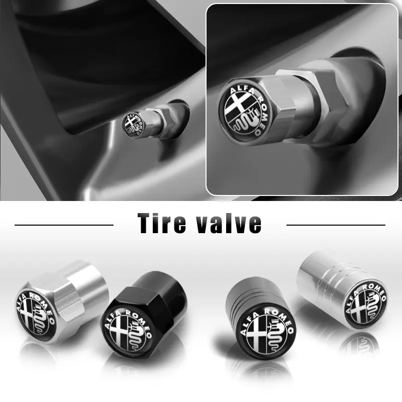 Lốp Bánh Xe Tạo Kiểu Xe Hơi, Bộ 4 Chiếc, Mũ Van Thép Không Gỉ, Có Logo, Thích Hợp Cho Các Mẫu Xe Alfa Romeo Mito, Brera, 147, Giulietta, 159, 156, Stelvio, Sportiva, Giulia