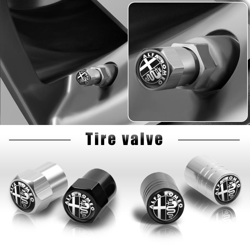 Lốp Bánh Xe Tạo Kiểu Xe Hơi, Bộ 4 Chiếc, Mũ Van Thép Không Gỉ, Có Logo, Thích Hợp Cho Các Mẫu Xe Alfa Romeo Mito, Brera, 147, Giulietta, 159, 156, Stelvio, Sportiva, Giulia 0