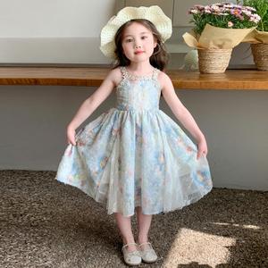 Váy Không Tay Cho Bé Gái, Hàng Mới Về Mùa Hè 2025, Váy Công Chúa Có Dây Đeo, Phong Cách, Váy Vải Tuyn Cho Bé, Mỏng, Đẹp, Thích Hợp Cho Trẻ Em poster girl  dress girl  yellow  dress set  jean  begai