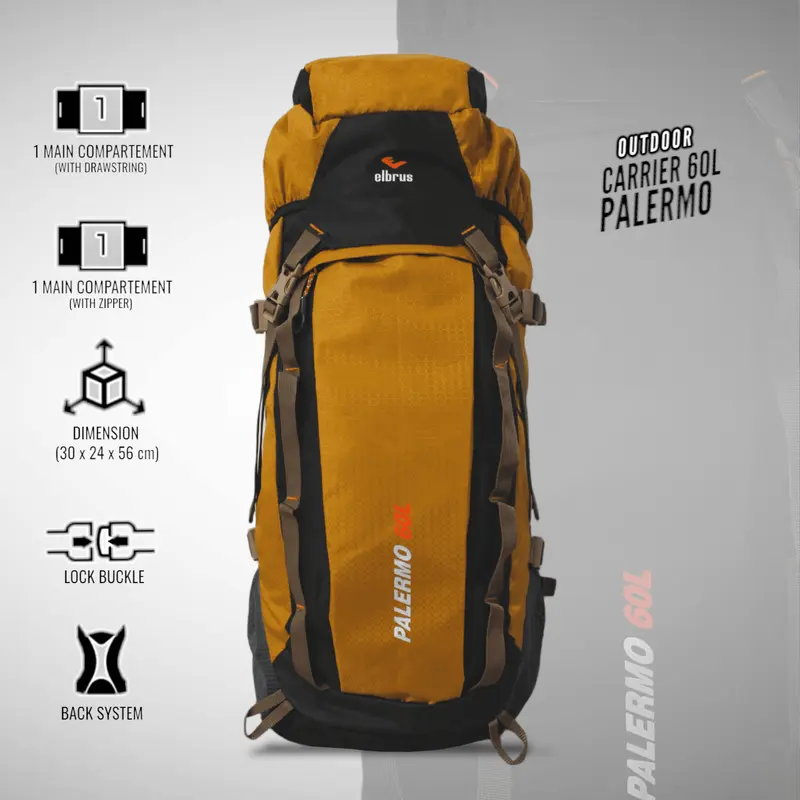 Tas Ransel Gunung Camping Outdoor Backpack 60 L Tas Keril Elbrus Palermo 0