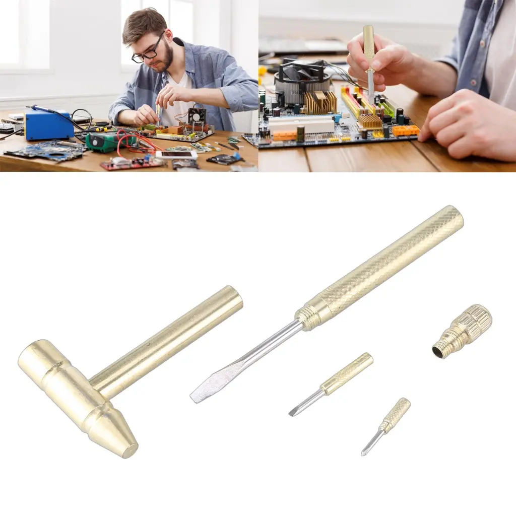 6 In 1 Multifunction Hammers Screwdriver Set Copper Steel Hammers Hand Tool Kit for Watchmaker Jewelers Eating