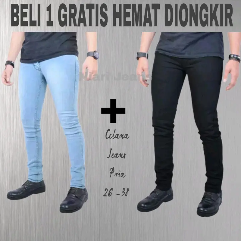 Celana Jeans Pria Slim Fit Bahan Streach Pensil Bagus Melar Ngaret Karet Adem Skinny cowo Panjang slimfit cowok Street melar 2