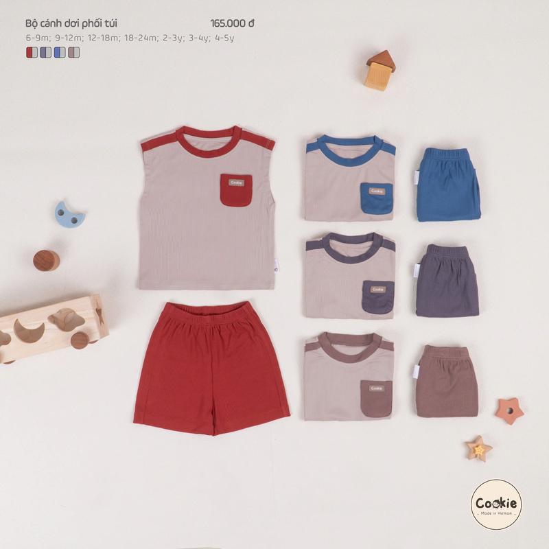 Cookie, Bộ Hè Cộc Tay Cho Bé Trai Cánh Dơi Phối Túi Size Từ 6-9M Đến 4-5Y, Chất Cotton Tăm Lạnh, Mã Mới 2025 bosat  nach thun  lanh