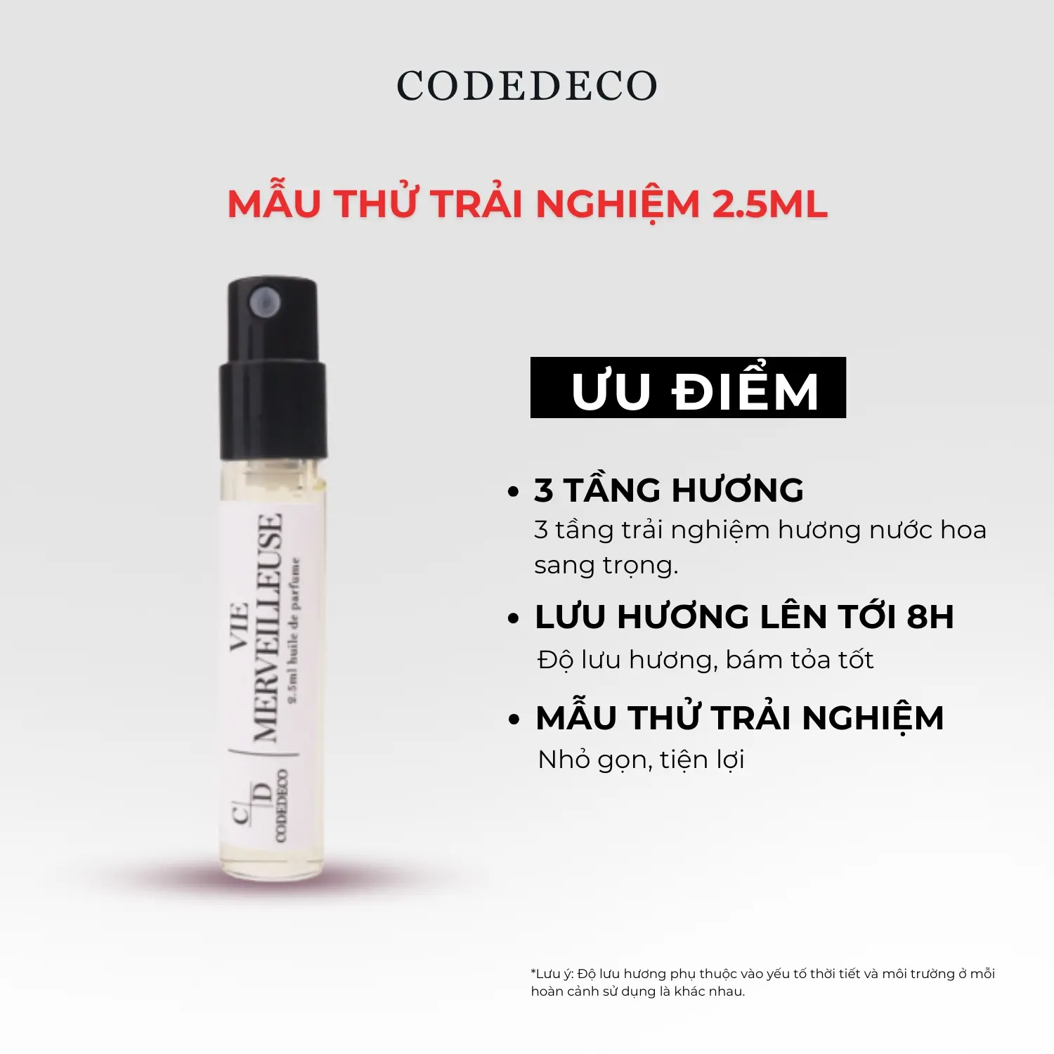 Tinh dầu nước hoa nữ CODEDECO Vie Merveilleuse 2.5ml - Vial dùng thử Women Perfume