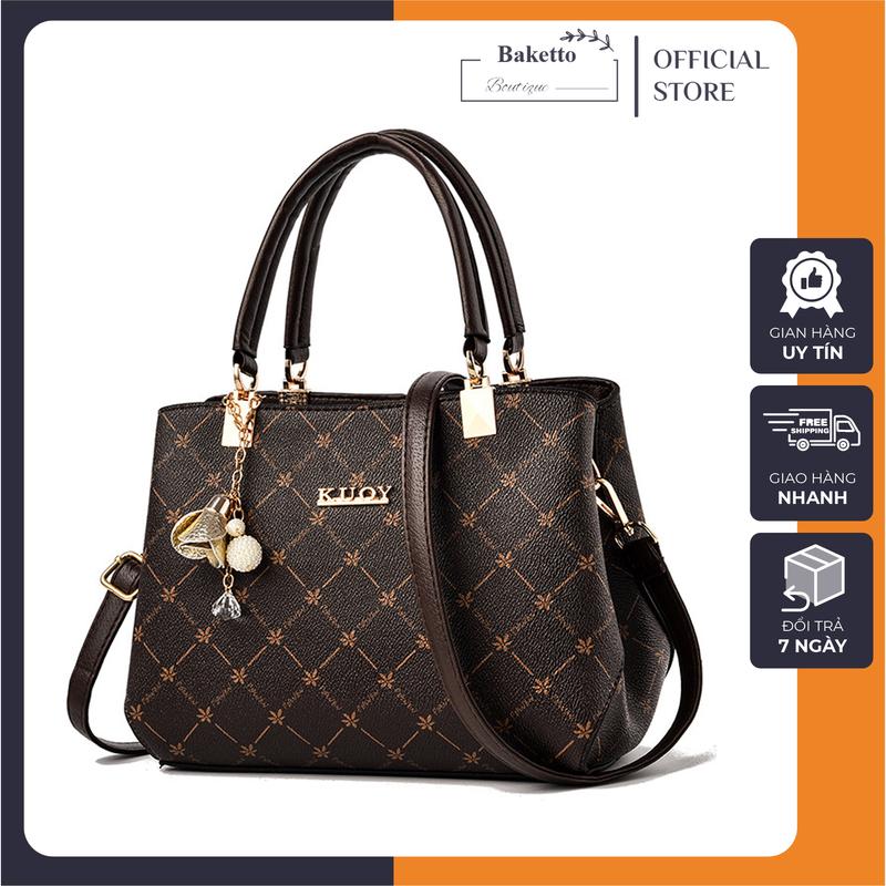 Túi xách cho phụ nữ trung niên,túi xách tặng mẹ,tặng bà vân caro sang trọng, quý phái dành cho các mẹ trung niên TC43 Bag Da  Len Nhung