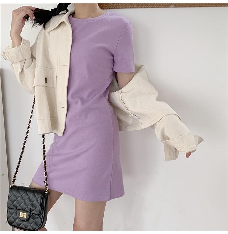 Product Introduction of Váy Áo Thun Dài Tay Dáng Ôm, Phong Cách Hàn Quốc, Hàng Mới Về, Màu Pastel, Váy Co Giãn, Thích Hợp Cho Bé Gái, Hàng Đầu Biến mất, 2023 17