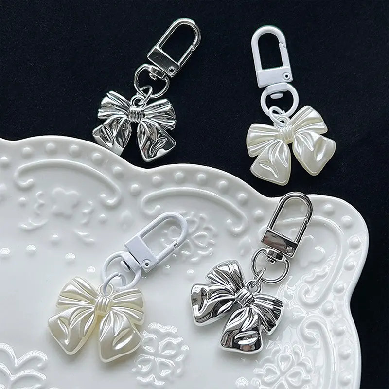 [QQQ]1PC Vintage Bowknot Keyring Simple Style Y2K Bow Keychain Fashion Bag Pendant Backpack Hanging DIY Accessories